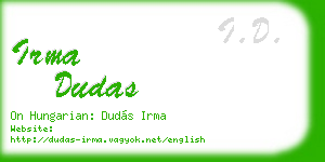 irma dudas business card